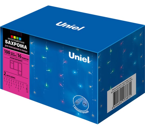 Светодиодная гирлянда с эффектом мерцания Uniel Бахрома ULD-B2007-100/TTK MULTI, IP44 UL-00007208