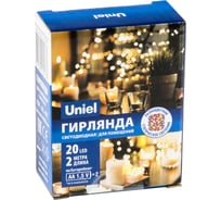 Светодиодная гирлянда на батарейках Uniel Роса ULD-S0200-020/DTB/3AA/RC RGB, IP20, DEW UL-00007247