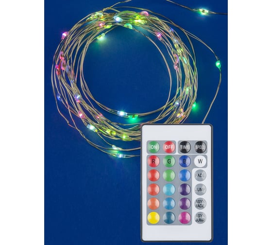 Светодиодная гирлянда на батарейках Uniel Роса ULD-S0500-050/DTB/3AA/RC RGB, IP20, DEW UL-00007248
