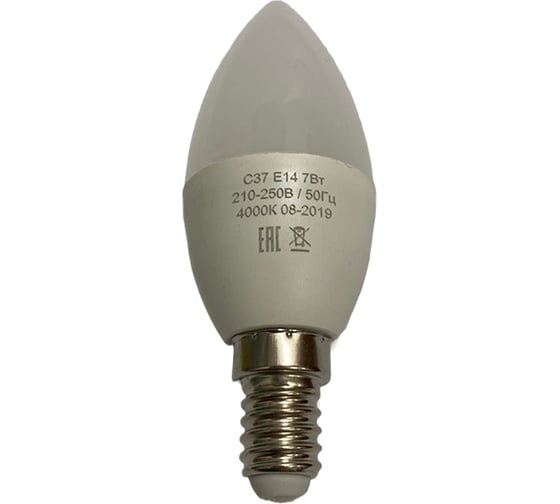 Светодиодная лампа HIKO C37, 7W, 4000K, E14, свеча, QH06 600110758
