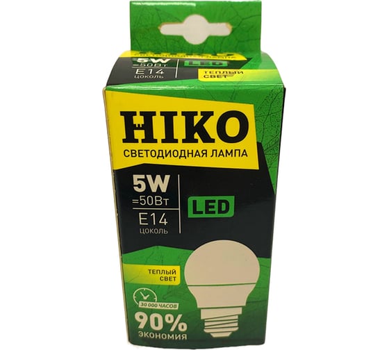 Светодиодная лампа HIKO G45, 5W, 3000K, E14, шарик 600110756