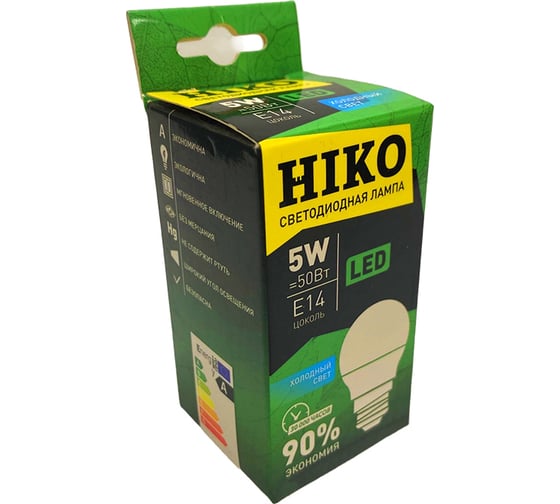 Светодиодная лампа HIKO G45, 5W, 4000K, E14, шарик 600110755