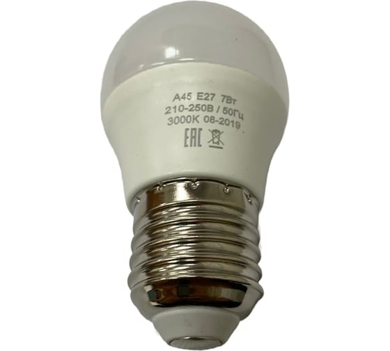 Светодиодная лампа HIKO G45/A45, 7W, 3000K, E27, QH01, шарик 600132529