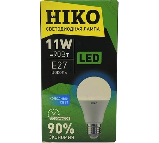 Светодиодная лампа HIKO А60, 11W, 4000K, E27, QH10, груша 600150092