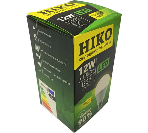 Светодиодная лампа HIKO А60, 12W, 3000K, E27, груша 600170574