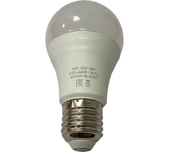 Светодиодная лампа HIKO А60, 12W, 4000K, E27, груша 600162388