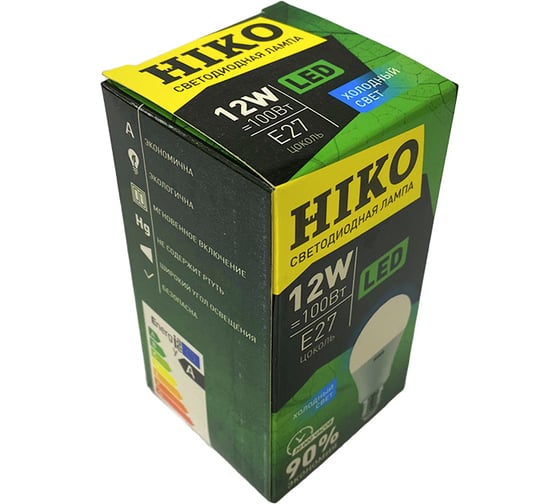 Светодиодная лампа HIKO А60, 12W, 4000K, E27, груша 600162388