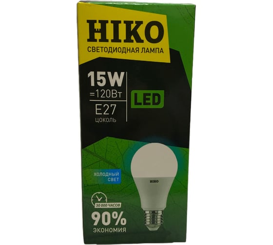 Светодиодная лампа HIKO А65, 15W, 4000K, E27, QH12, груша 600170596