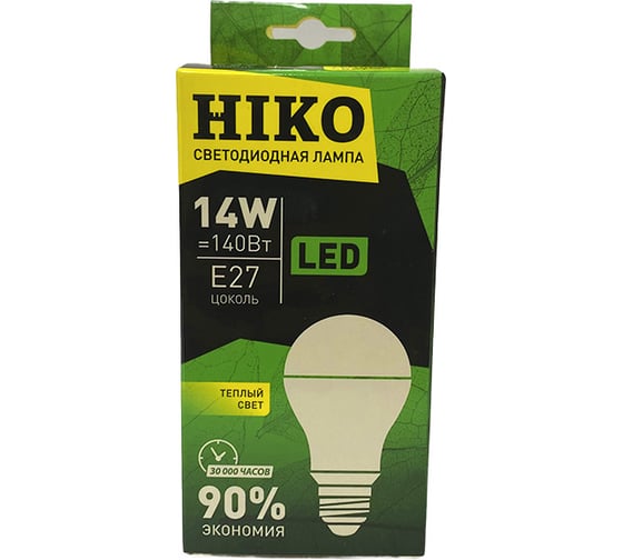 Светодиодная лампа HIKO G65, 14W, 3000K, E27, груша 600110745