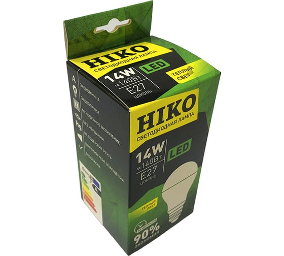 Светодиодная лампа HIKO G65, 14W, 3000K, E27, груша 600110745