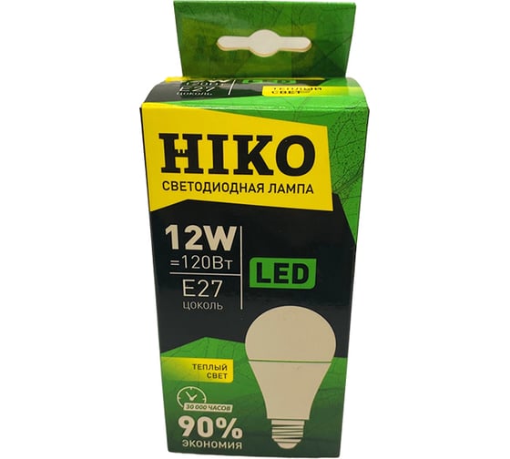 Светодиодная лампа HIKO G60, 12W, 3000K, E27, груша 600110750