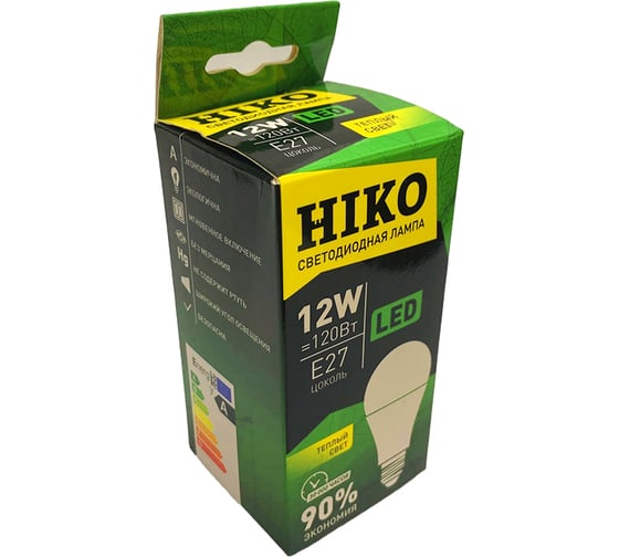 Светодиодная лампа HIKO G60, 12W, 3000K, E27, груша 600110750