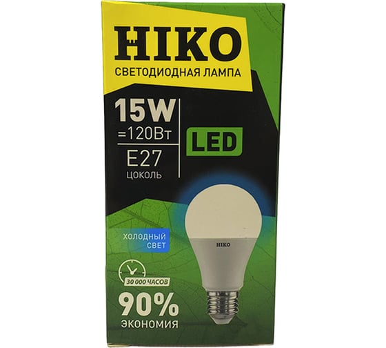 Светодиодная лампа HIKO G65/A60, 15W, 4000K, E27, QH12, груша 600150095