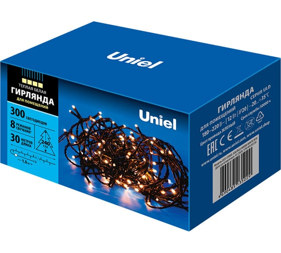 Светодиодная гирлянда Uniel ULD-S3000-300/DGA WARM WHITE, IP20 UL-00007312