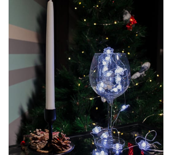 Светодиодная гирлянда на батарейках Uniel ULD-S1900-020/STB/2AA WHITE, IP20, SNOWFLAKES MINI UL-00008620