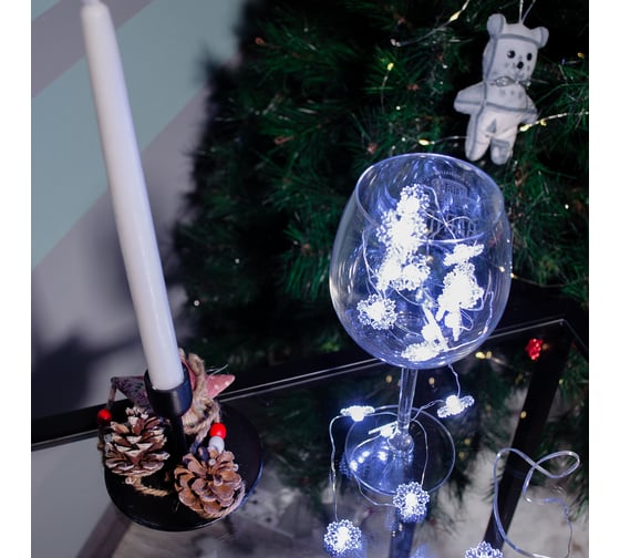 Светодиодная гирлянда на батарейках Uniel ULD-S1900-020/STB/2AA WHITE, IP20, SNOWFLAKES MINI UL-00008620