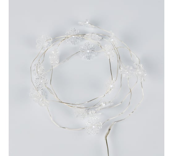 Светодиодная гирлянда на батарейках Uniel ULD-S1900-020/STB/2AA WHITE, IP20, SNOWFLAKES MINI UL-00008620