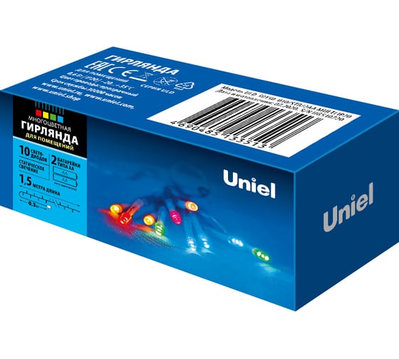 Светодиодная гирлянда на батарейках Uniel ULD-S0150-010/STB/2AA MULTI, IP20 UL-00007181