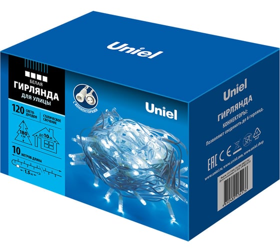 Светодиодная гирлянда со статическим свечением Uniel ULD-S1000-120/SWK WHITE, IP67 UL-00007204