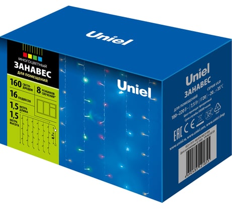 Светодиодный занавес с контроллером Uniel ULD-C1515-160/DTA MULTI, IP20 UL-00005268