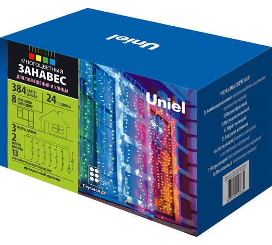 Светодиодный занавес Uniel ULD-C3020-384/DTA/RC MULTI, IP44 UL-00008563