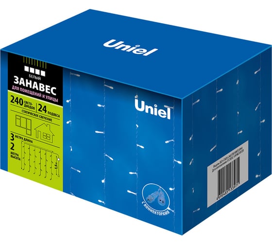 Светодиодный занавес со статическим свечением Uniel ULD-C3020-240/STK WHITE, IP44 UL-00007213