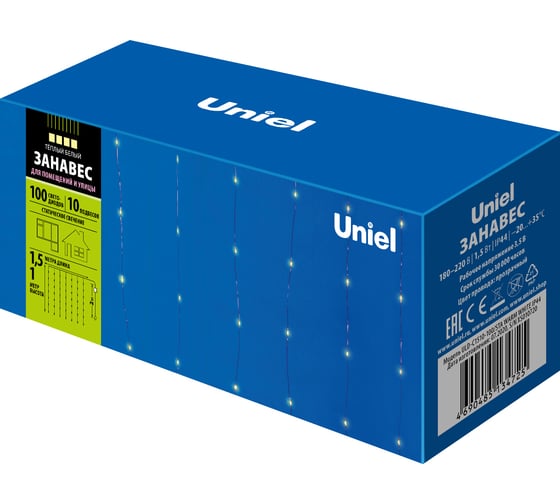Светодиодный занавес со статическим свечением Uniel ULD-C1510-100/STA WARM WHITE, IP44 UL-00007249