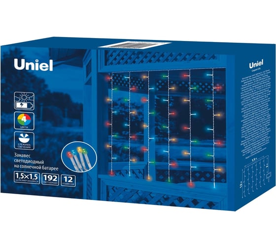 Садовый занавес на солнечной батарее Uniel USL-S-132/PT1515 MULTICOLOR CURTAIN UL-00006539