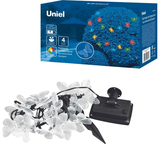 Садовая гирлянда на солнечной батарее Uniel Бабочки USL-S-129/PT4000 BUTTERFLIES UL-00006557