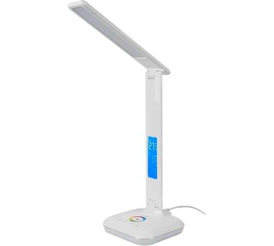 Светодиодный настольный светильник General Lighting Systems 8Вт, 520лм, 3000-5000К, белый свет, сенсорный, дисплей с часами, белый GLTL-034-2 800152