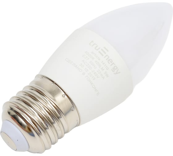 Светодиодная лампа truEnergy 5W (свеча) E27 4000K 400Lm 14110
