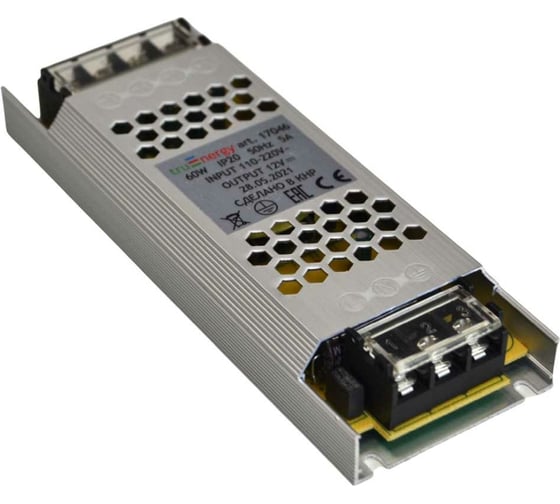 Блок питания для светодиодной ленты truEnergy 12V 60W IP20 алюминий 150х53х22мм 17079