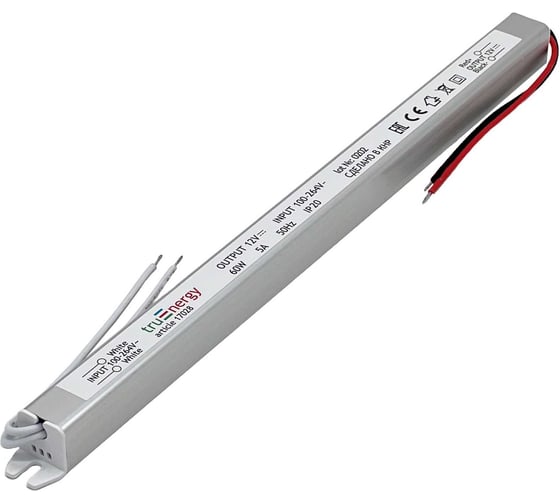 Блок питания для светодиодной ленты truEnergy 12V 60W IP20 алюминий 311х18х18мм 17029 1