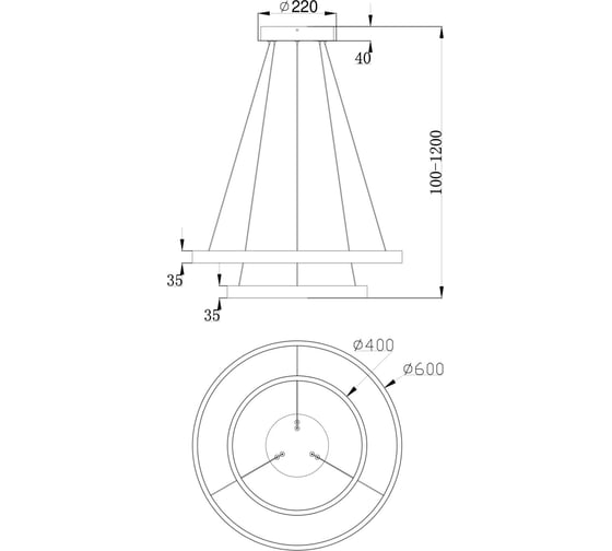 Подвесной светильник MAYTONI Rim 61 LED MOD058PL-L55BS4K