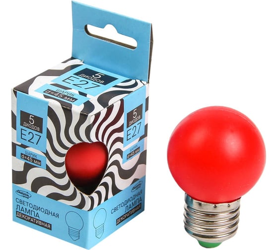 Светодиодная лампа LUAZON декоративная Lighting, G45, 5 SMD2835, для белт-лайта, красный 2580323