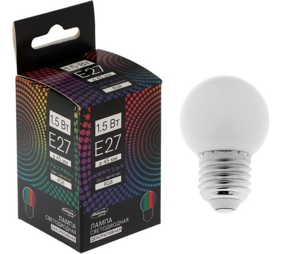 Светодиодная лампа LUAZON Lighting, G45, Е27, 1.5 Вт, для белт-лайта, RGB, синхронная работа 5082186