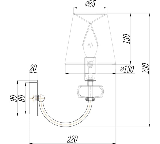 Настенный светильник MAYTONI (бра) Roma 1хE14x40 W ARM006WL-01G