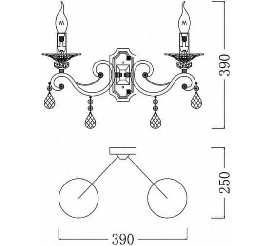 Настенный светильник (бра) MAYTONI Grace 2хE14x60 W RC247-WL-02-R