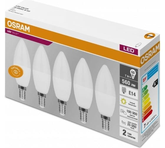 Светодиодная лампа Osram LVCLB60 7SW/830 230V E14 2X5 RU OSRAM 4058075577923