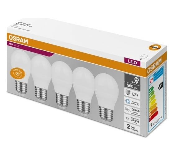Светодиодная лампа Osram LVCLP60 7SW/865 230V E27 2X5 RU 4058075578258