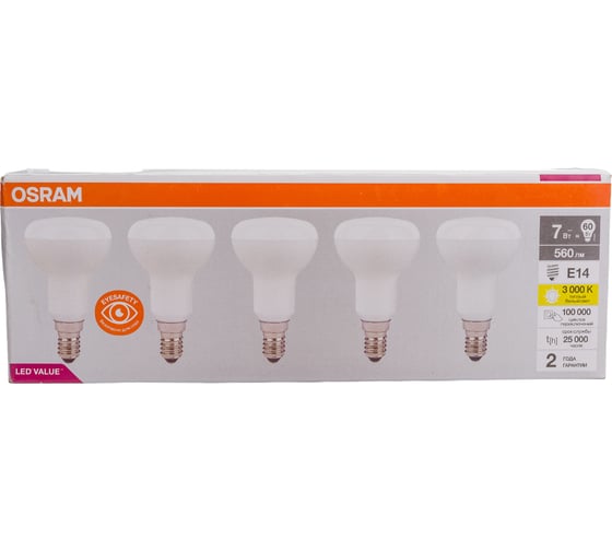 Светодиодная лампа Osram LVR60 7SW/830 230V E14 2X5 4058075583931