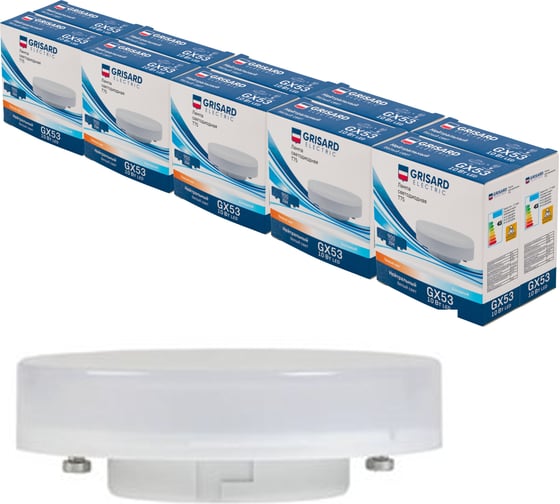 Светодиодная лампа Grisard Electric T75 таблетка GX53 10Вт 4000К 220В 10 шт GRE-002-0077