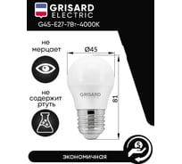 Светодиодная лампа Grisard Electric шар G45 E27 7Вт 4000К 220В GRE-002-0025(1)