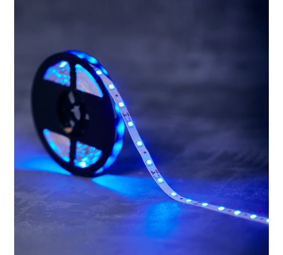 Светодиодная лента Lamper LED 5м, 12В, 8 мм, IP23, SMD 2835, 60 LED/m, свет синий 141-333