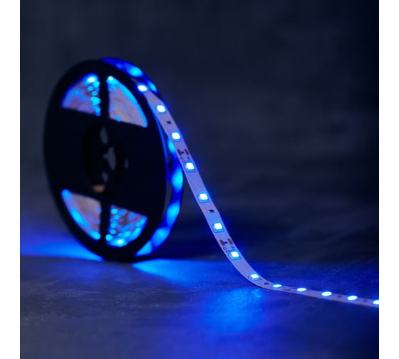 Светодиодная лента Lamper LED 5м, 12В, 8 мм, IP23, SMD 2835, 60 LED/m, свет синий 141-333