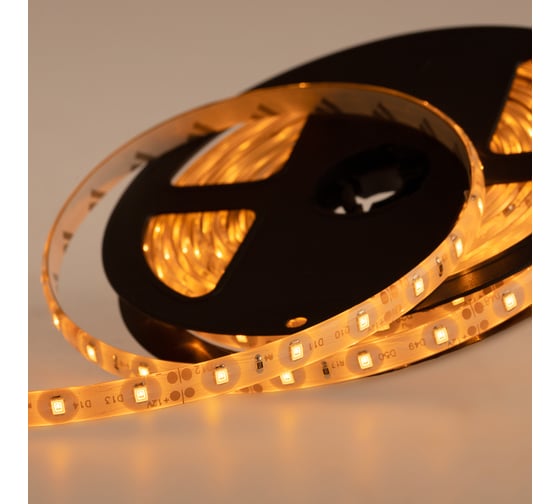 Светодиодная лента Lamper LED силикон 5м, 12В, 8 мм, IP65, SMD 2835, 60 LED/m, свет желтый 141-352