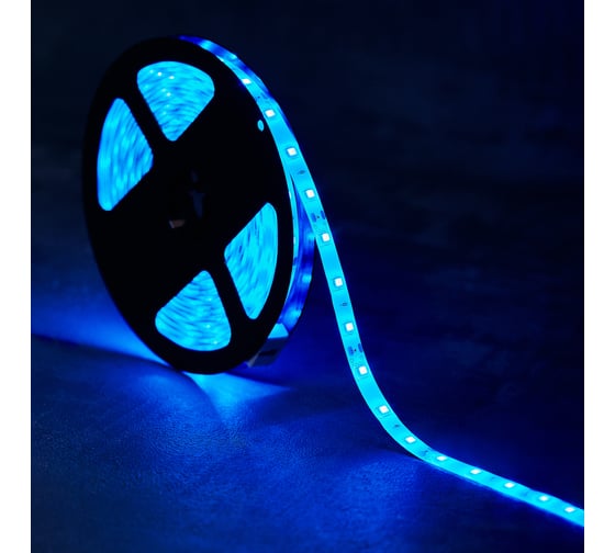 Светодиодная лента Lamper LED силикон 5м, 12В, 8мм, IP65, SMD 2835, 60 LED/m, свет синий 141-354