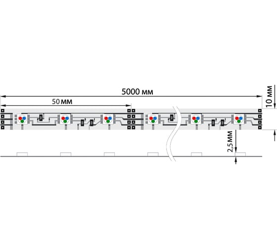 Светодиодная лента Lamper LED 5м, 12В, 10 мм, IP23, SMD 5050, 60 LED/m, свет RGB 141-389