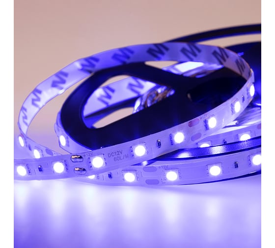 Светодиодная лента Lamper LED 5м, 12В, 10 мм, IP23, SMD 5050, 60 LED/m, свет синий 141-463
