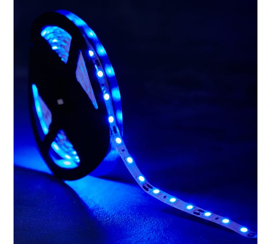 Светодиодная лента Lamper LED 5м, 12В, 10 мм, IP23, SMD 5050, 60 LED/m, свет синий 141-463